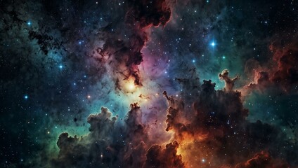 Fototapeta premium Starry background with twinkling stars and nebulae.