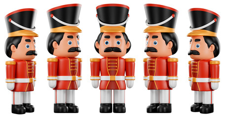 3D Rendered Nutcracker soldier Guard in Red and White Pants on a White Background