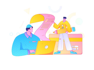 Communicate with consultants flat vector character concept operation hand drawn illustration
