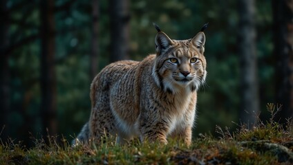 Naklejka premium Stealthy lynx in the wilderness.