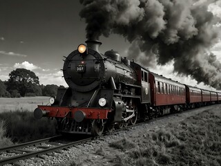 Naklejka premium Steam train in motion.