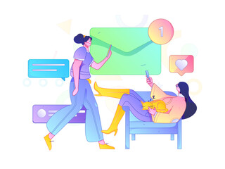 Fototapeta premium Communicate with consultants flat vector character concept operation hand drawn illustration 