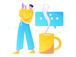 Communicate with consultants flat vector character concept operation hand drawn illustration
