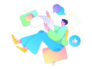 Obraz premium Communicate with consultants flat vector character concept operation hand drawn illustration 