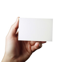 Obraz premium Hand Holding Blank Card Isolated on PNG Transparent Background