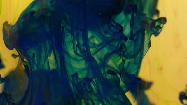 Abstract background. Blue streaks create structures under the influence of water.