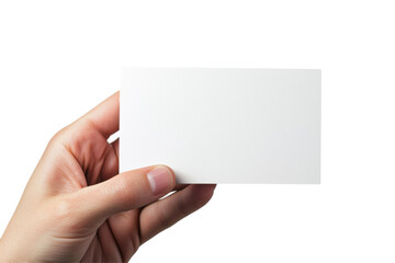 Hand Holds Blank Card Isolated on PNG Transparent Background