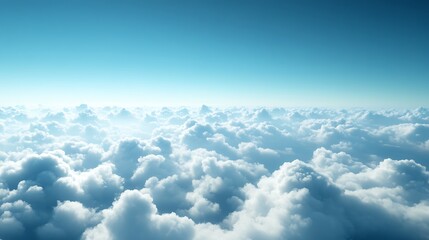 Horizon view of endless blue sea under fluffy white clouds