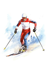 Man Cross Country Skate Skiing Style - Nordic Ski in Forest