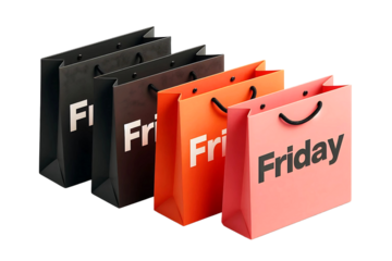 Black Friday shopping bags perfect for promotional graphics.