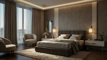Stylish bedroom interior.