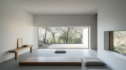 Fototapeta premium Contemporary minimalist living room with a focus