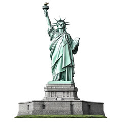 Fototapeta premium Statue of Liberty in New York City is depicted in a vector illustration design with a clipping path ,Isolated on a trasnparent background
