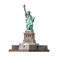 Fototapeta premium Statue of Liberty in New York City is depicted in a vector illustration design with a clipping path ,Isolated on a trasnparent background