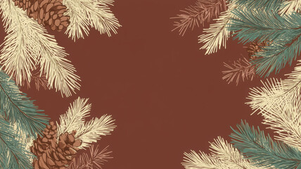 Rustic christmas frame with wreaths and pine branches vector illustration