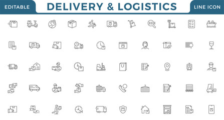Delivery and logistics line icons set. Shipping icon collection