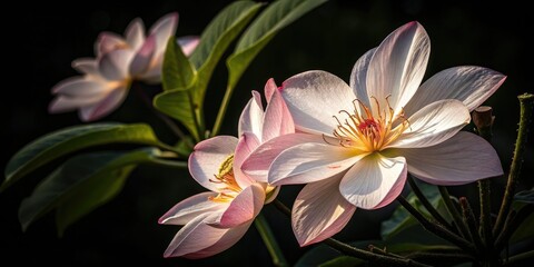 Lively Soft Blooming Flower Drawing in Low Light - Captivating Nature Artwork, Floral Composition, Soft Colors, Artistic Aesthetic, Nature Photography, Blooming Flowers, Floral Art, Botanical Beauty
