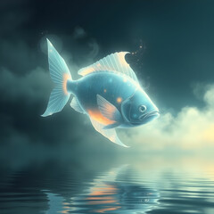 Surreal Fantasy iPhone Wallpaper with Giant Ethereal Fish Swimming