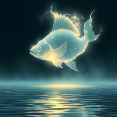 Surreal Fantasy iPhone Wallpaper with Giant Ethereal Fish Swimming