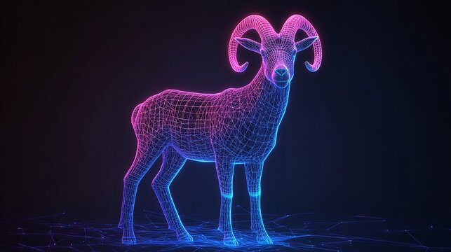 Goat Digital Polygon Vector Isolated Line Illustration