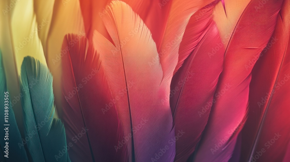 Poster vibrant colorful feathers soft gradient texture