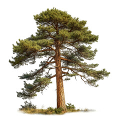 Obraz premium Tall pine tree isolated on white.