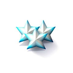 Obraz premium Three 3D stars, blue and white, overlapping.
