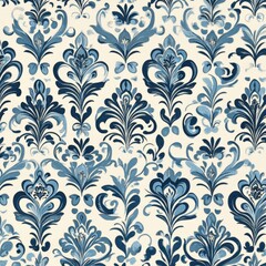 Seamless pattern of blue flowers on a white background