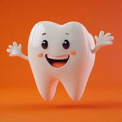 Happy Cartoon Tooth Waving