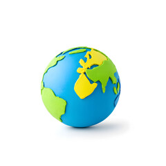Obraz premium Clay earth globe with continents and oceans, isolated on white background
