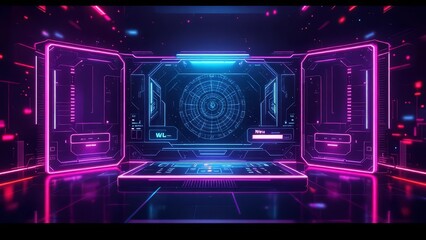 Obraz premium Sleek, dark silhouette Twitch overlay, futuristic UI. Dynamic, minimalist design.