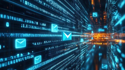 Fototapeta premium Digital representation of email communication and data flow 