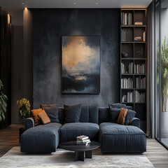 Luxury modern living room interior design featuring elegant sofas, artistic decor, and stylish lighting setups.