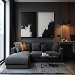 Luxury modern living room interior design featuring elegant sofas, artistic decor, and stylish lighting setups.