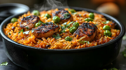 Sizzling Chicken & Rice Dish with Peas Recipe