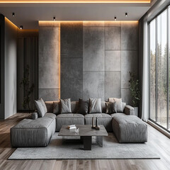 Luxury modern living room interior design featuring elegant sofas, artistic decor, and stylish lighting setups.