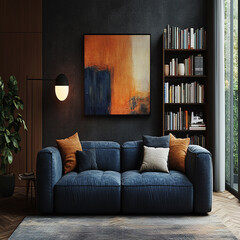 Luxury modern living room interior design featuring elegant sofas, artistic decor, and stylish lighting setups.