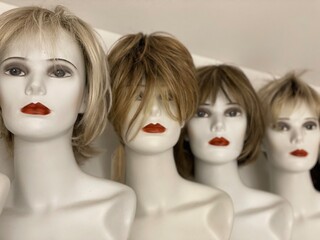 Female Mannequin heads with with wigs on