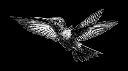 Fototapeta premium Hummingbird in Flight: Elegant Wings, Nature's Beauty