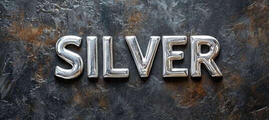 Shiny Silver Text Effect on Grunge Background, Luxurious Design Element for Opulent Styles