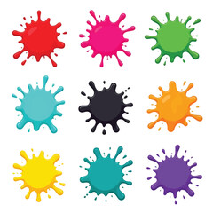 Set of colored splashes paint vector illustration