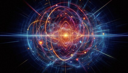 Naklejka premium futuristic illustration showing the complexity of atoms