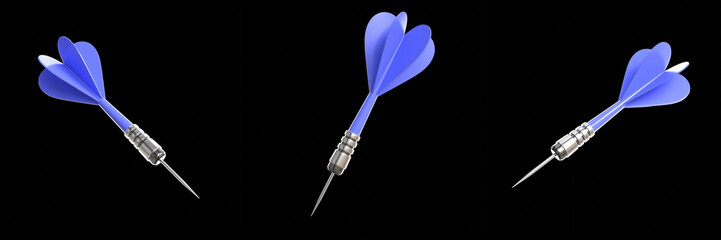 Set of Blue Game of Darts for Business Target Marketing Concept 3D Illustration