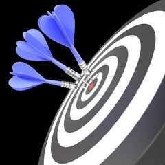 Game of Darts with Red Target Board for Business Target Marketing Concept 3D Illustration