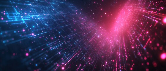 Fototapeta premium Abstract digital art with glowing particles and lines 
