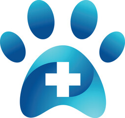Fototapeta premium Blue paw print with white cross.