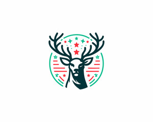 Colorful Christmas Deer Logo Design Icon Symbol Vector Illustration 
 