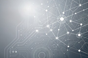 Fototapeta premium Abstract Network Connections Digital Circuitry and Interlinked Nodes Representing Global Data Flow