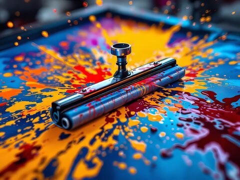 A tool for applying ink to a screen.