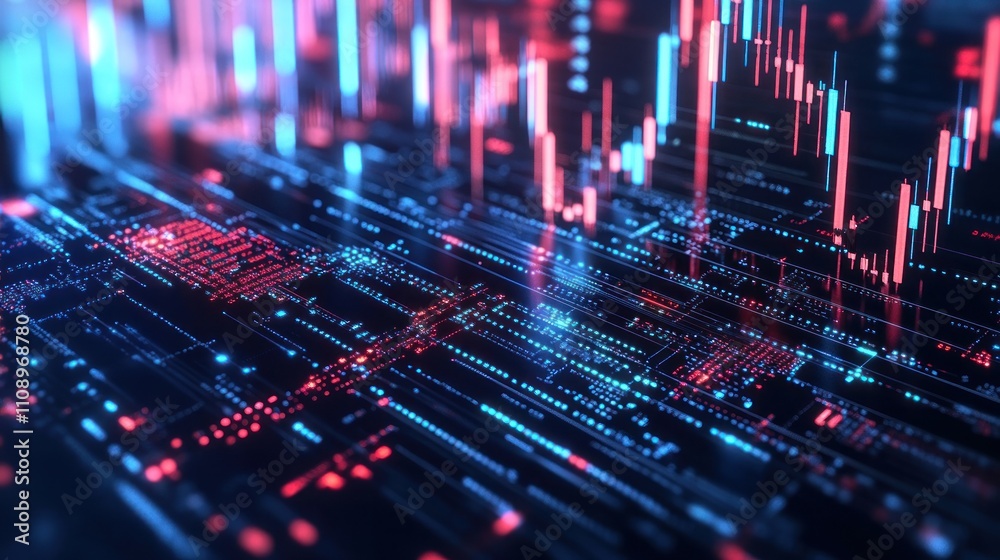 Poster abstract digital data visualization with graphs and patterns